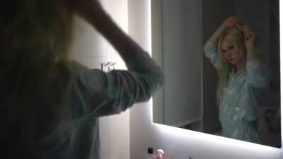 Blonde Sissy Thoroughly Brushes Her Teeth To Polish The Dirt Off Of Daddys Cock - hotmovs.com - Poland