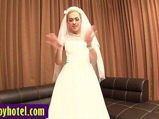 Big cock shemale bride Jacky self fuck after hot posing in wedding dress - ashemaletube.com